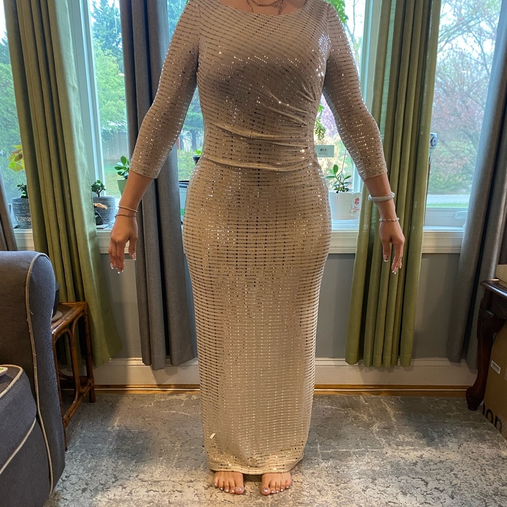 Jessica Howard Sparkling Long Sleeve Gown